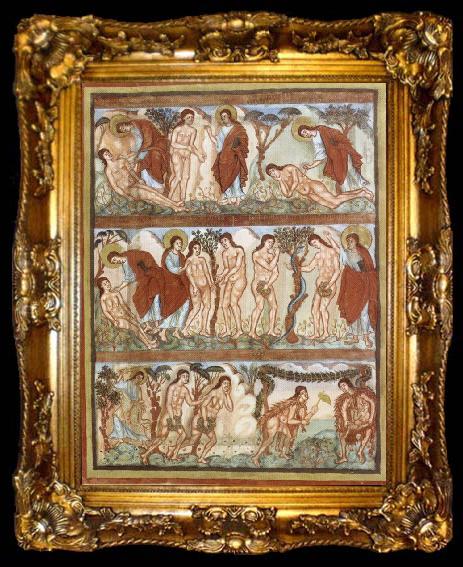 framed  unknow artist Scenes rom Story of Adam and Eve,from the Bible of Charles the Bald, ta009-2